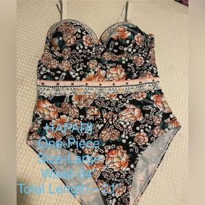 Hapari NWOT Floral One Piece Swimsuit - Black and Peach